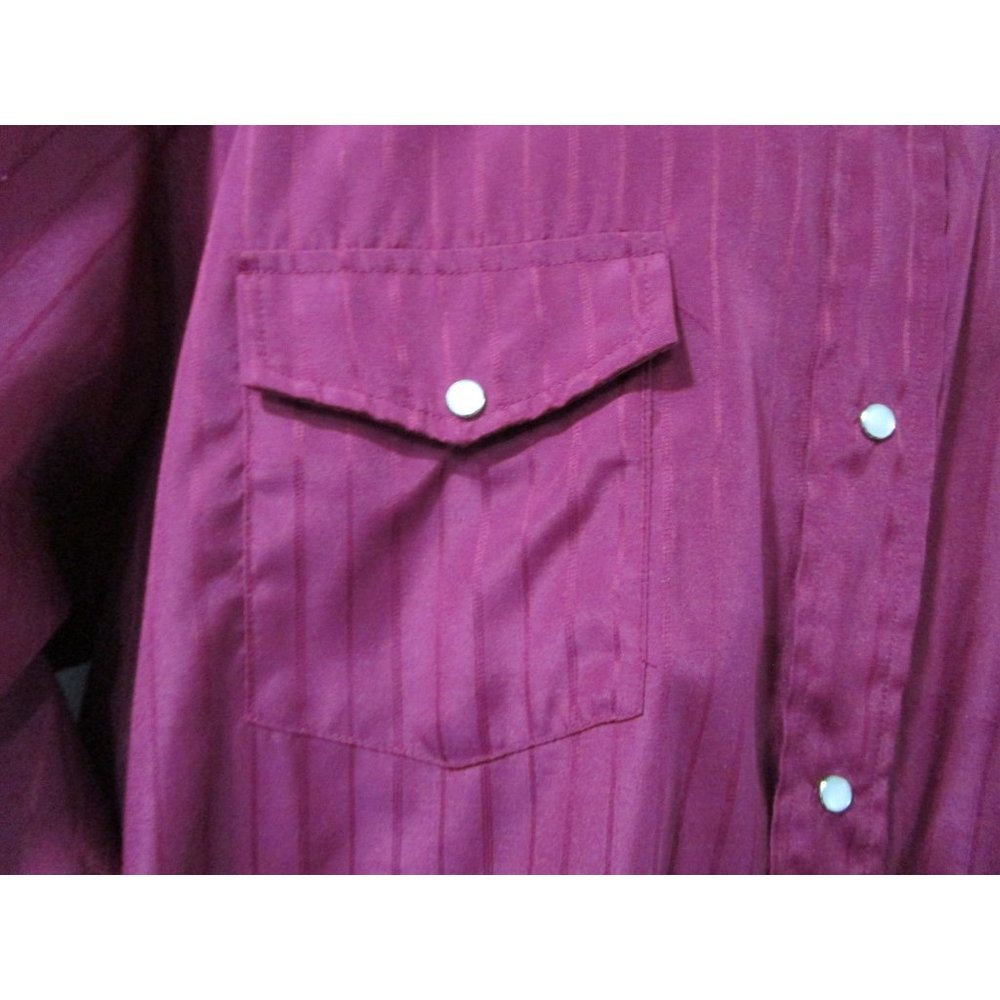 Roper Burgandy Damask Stripe White Pearl Snap Western Cowboy Shirt GUC 2XL - Picture 5 of 16